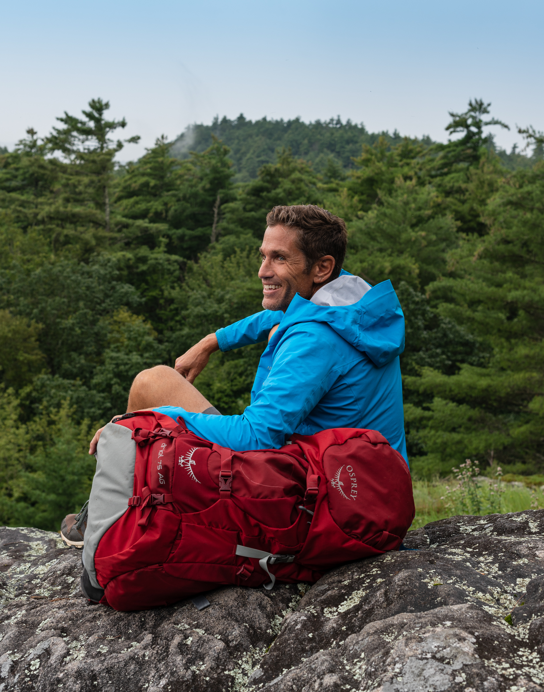 Model with Osprey backpack in Nantahala Wilderness, North Carolina by Dailyn Matthews, Adventure Photographer