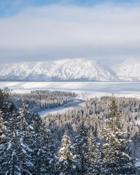 Snake River Overlook at the Grand Tetons in Jackson, Wyoming during winter photographed by Adventure Photographer, Dailyn Matthews