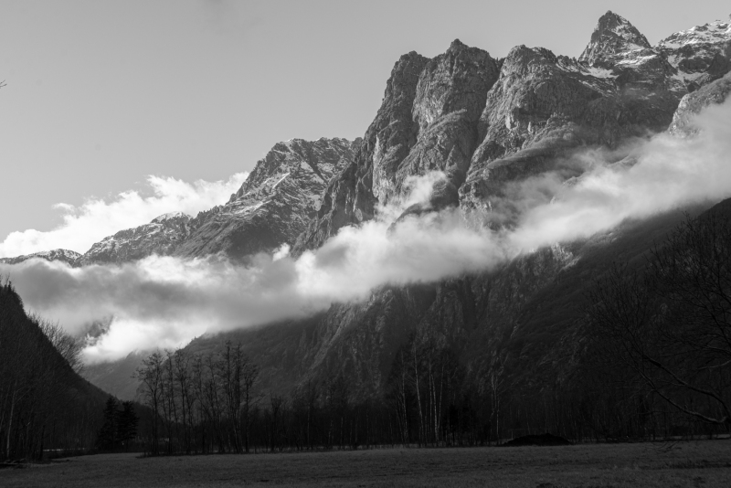 Low lying clouds surround the french alps near Briaçon, France photographed by Adventure Photographer, Dailyn Matthews
